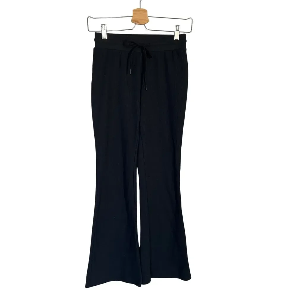 Aritzia Sunday Best Baby Waffle Knit Kick Flare Lounge Pant Black Women's Sz XS
